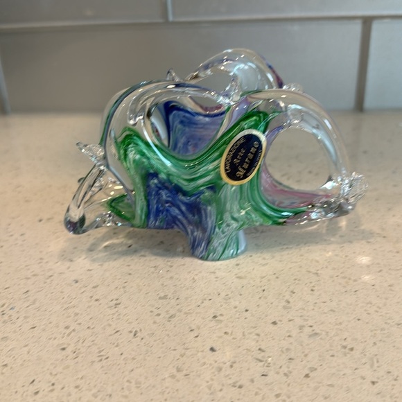 Murano Blue and Green Glass Art Sculpture - Picture 2 of 7